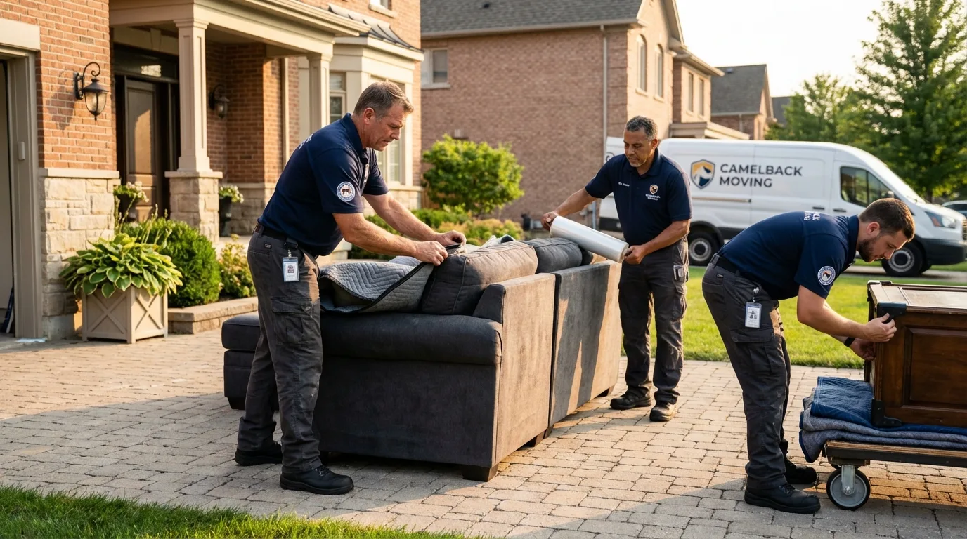 Large estate moving crew wrapping furniture in Waco, TX